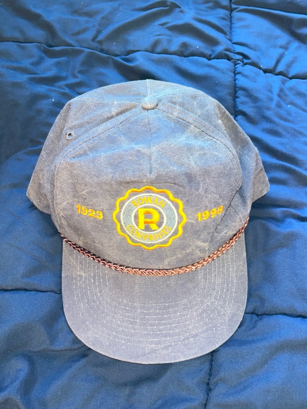 Rowan Company Embroidered Gray Baseball Cap with Gold Logo